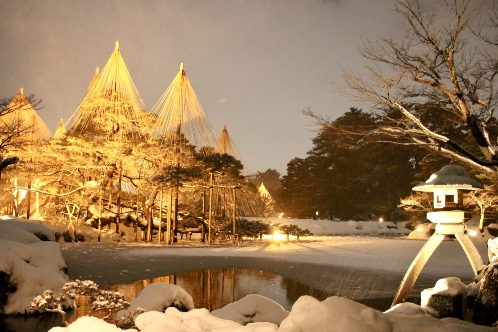 冬の兼六園の夜